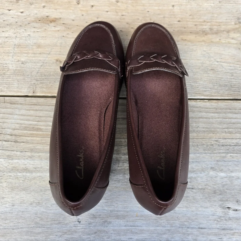 Clarks NEW Y2K Dark Academia Leather Comfort Loafer Pumps 7.5M